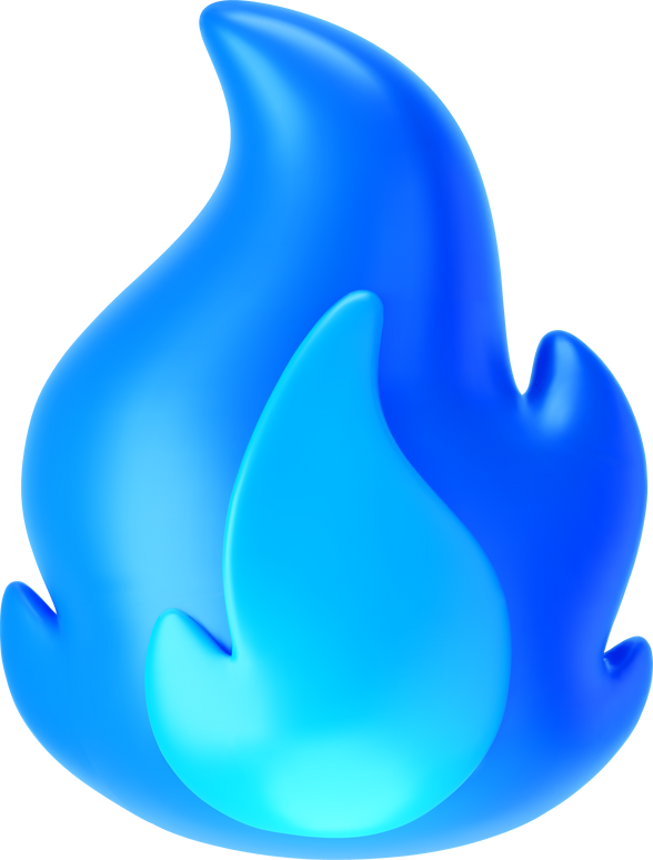 3d blue gas or fire flame icon